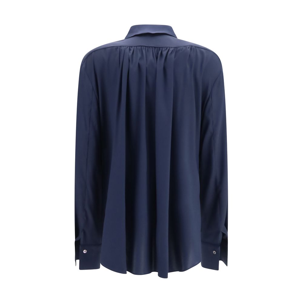 Ella Blaue Seidenhemdbluse