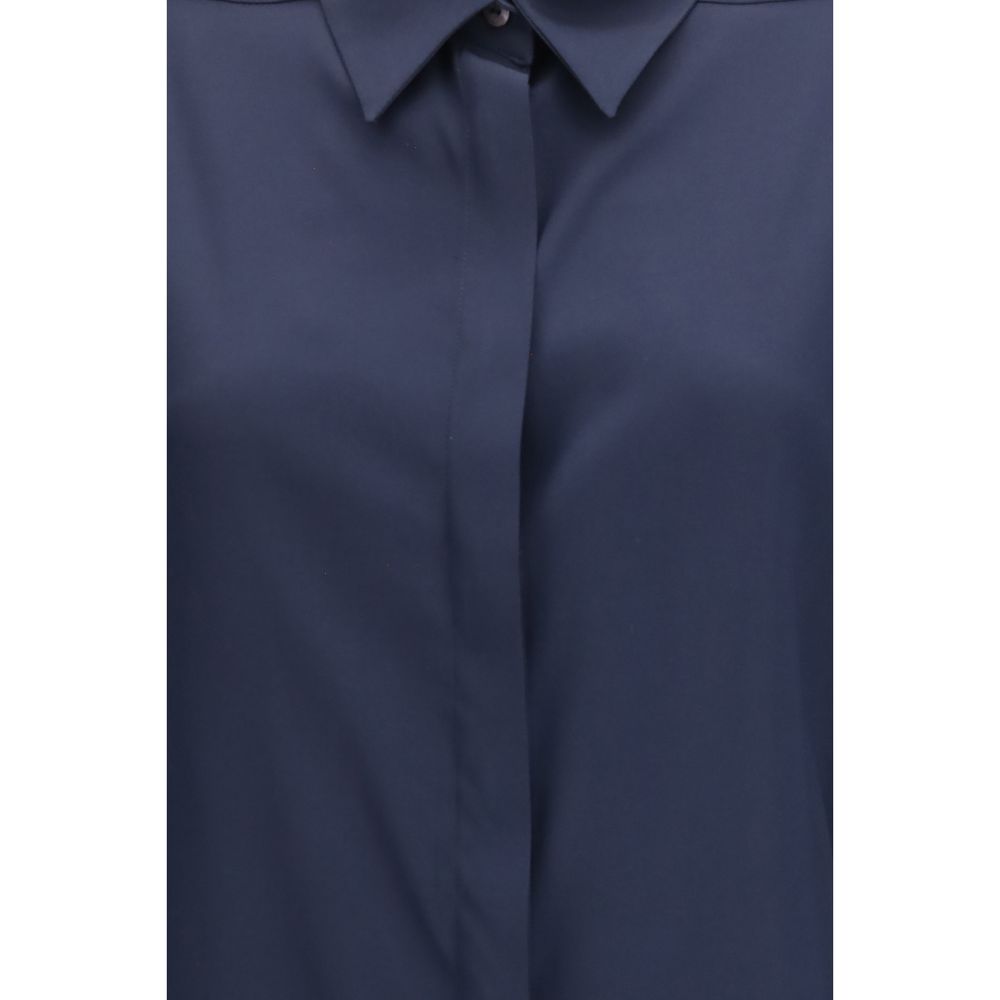 Ella Blaue Seidenhemdbluse