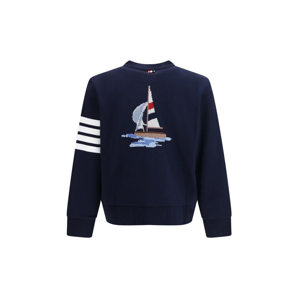 Thom Browne Blauer Strickjacke aus Baumwolle