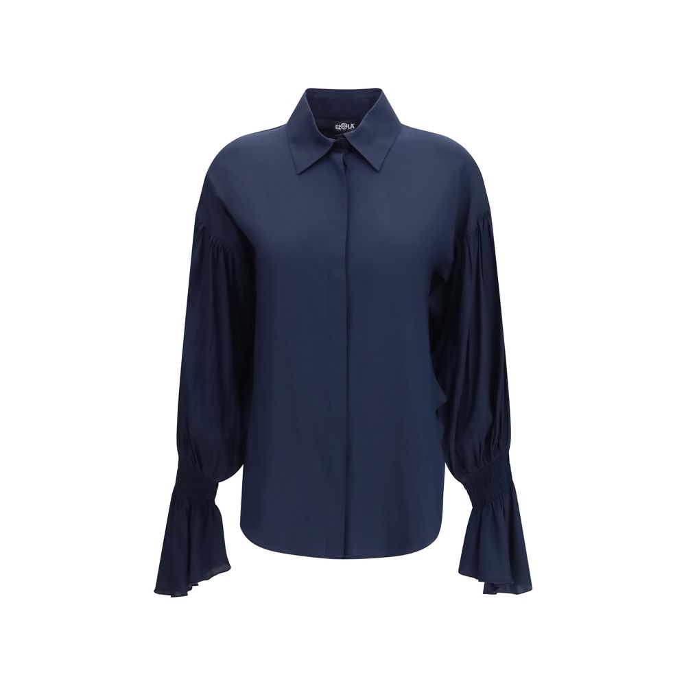 Ella blaue Seidenbluse