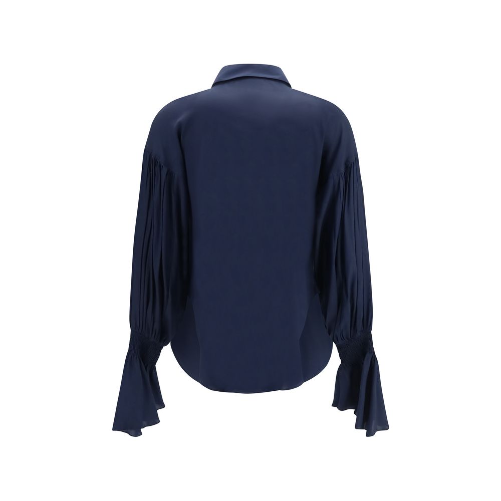 Ella blaue Seidenbluse