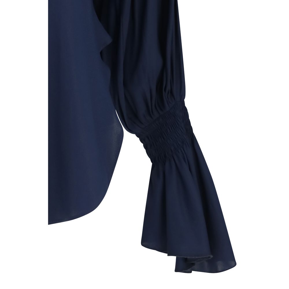 Ella blaue Seidenbluse