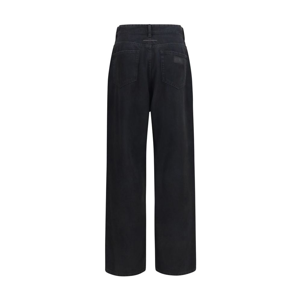 MM6 Schwarze Jeans mit geradem Bein aus Baumwolle