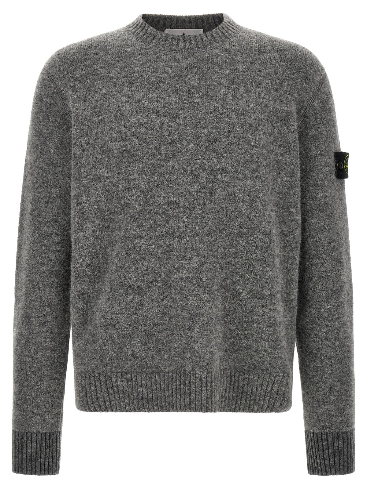 Stone Island Graue Wollstrickjacke