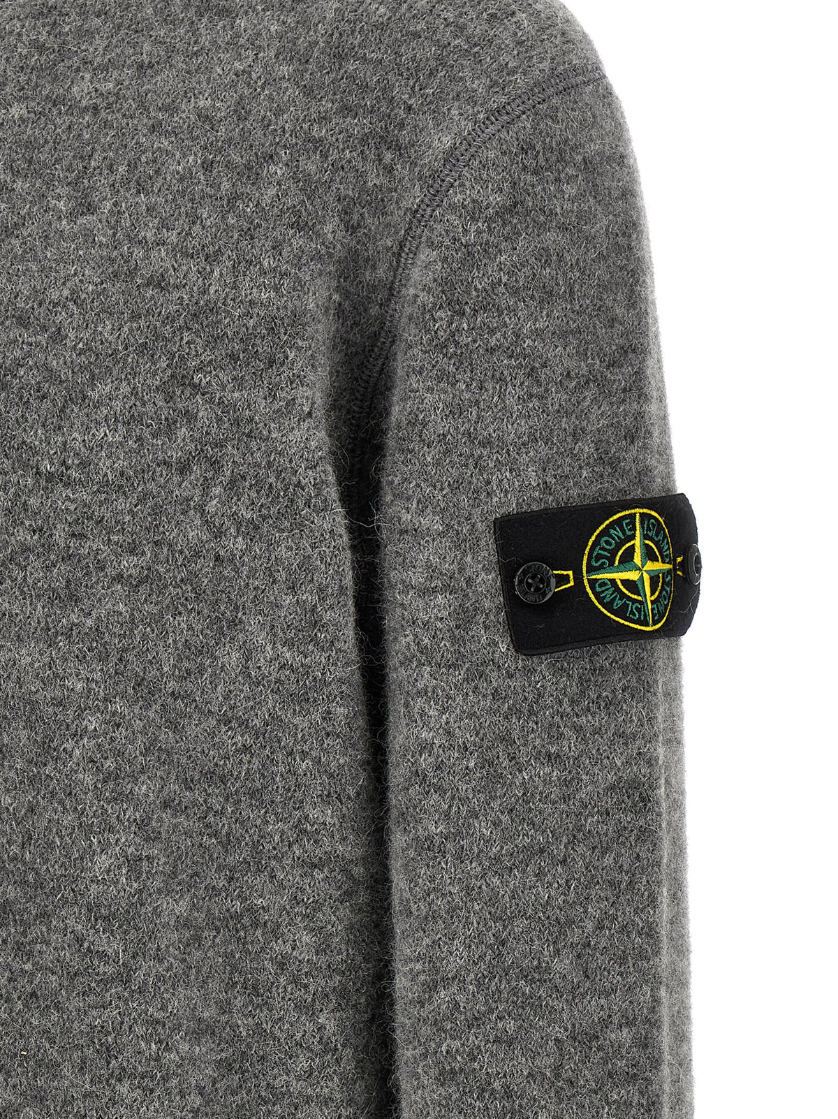 Stone Island Graue Wollstrickjacke