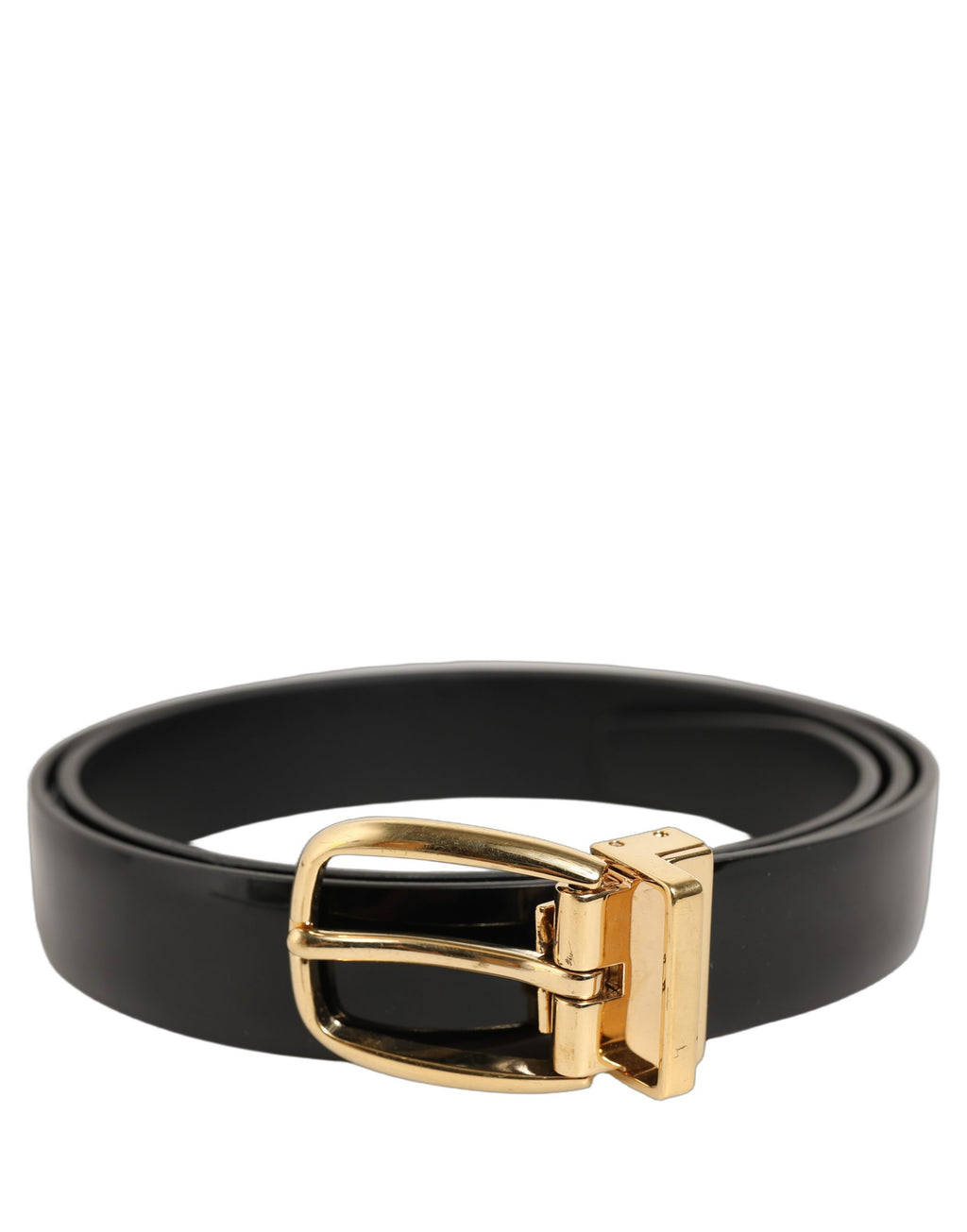 Dolce & Gabbana Gürtel aus schwarzem Leder mit goldfarbener Dornschließe