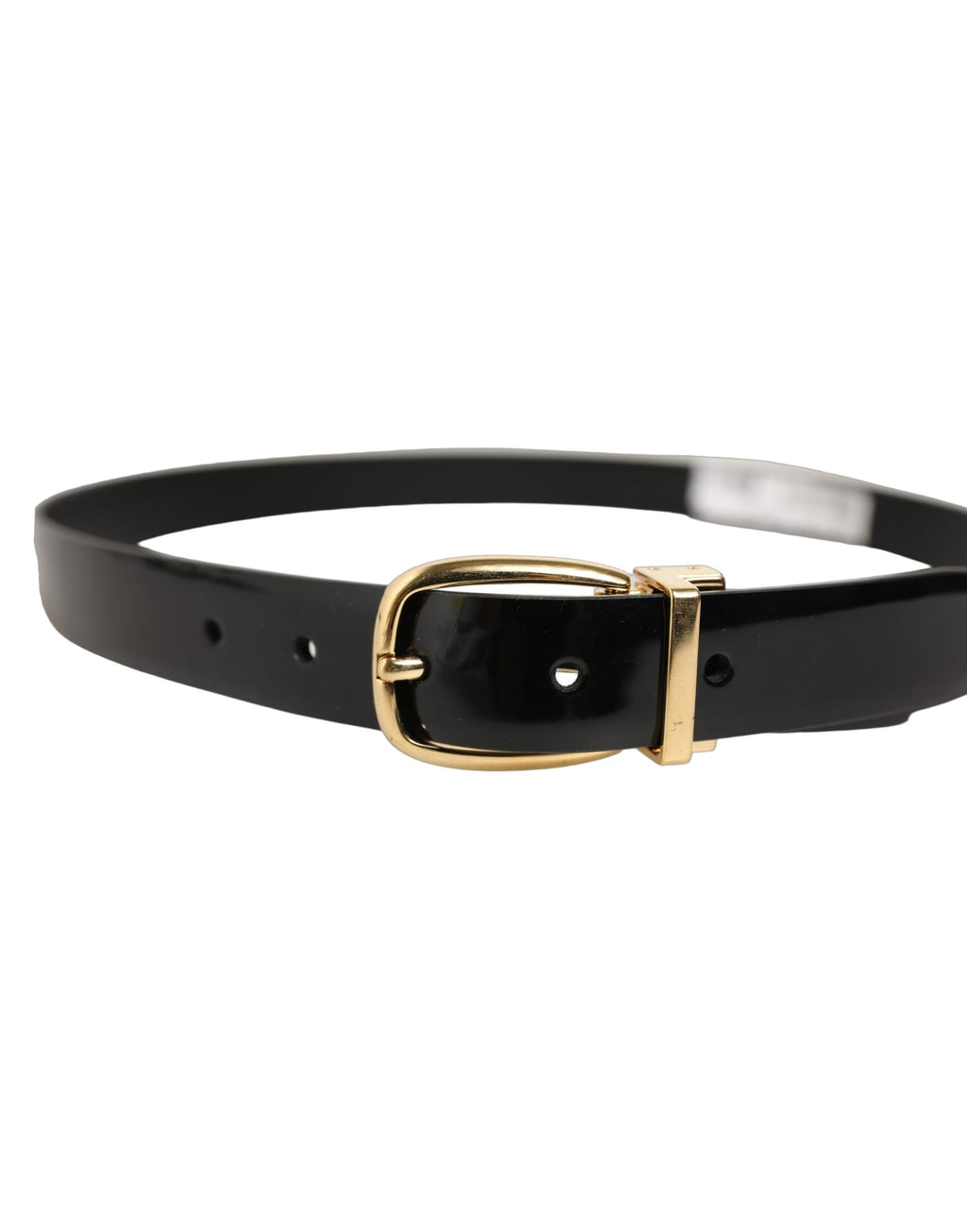 Dolce & Gabbana Gürtel aus schwarzem Leder mit goldfarbener Dornschließe