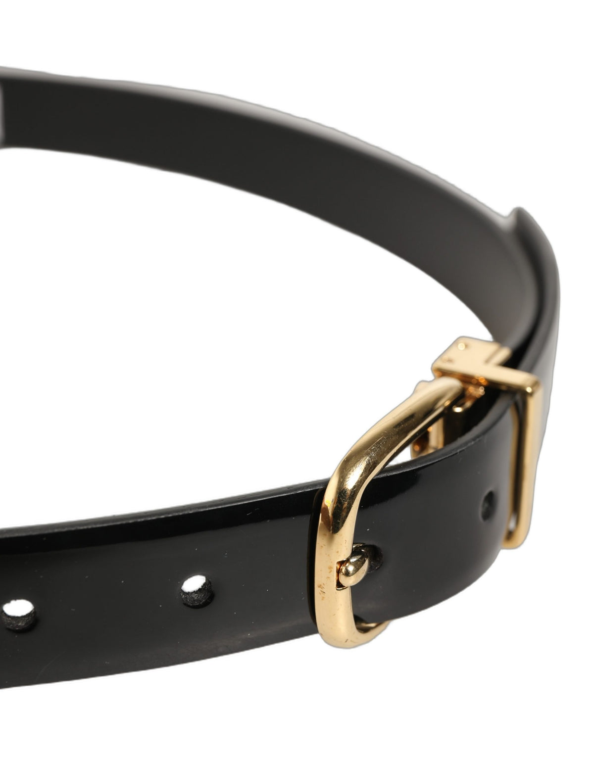 Dolce & Gabbana Gürtel aus schwarzem Leder mit goldfarbener Dornschließe