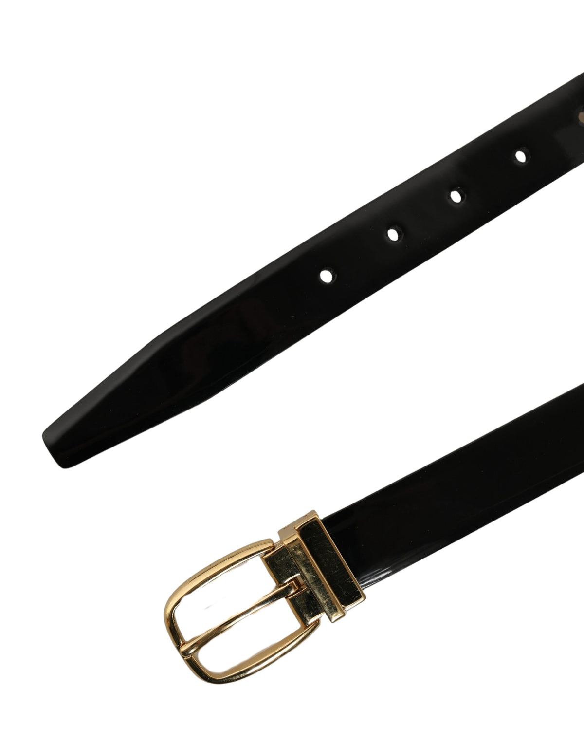 Dolce & Gabbana Gürtel aus schwarzem Leder mit goldfarbener Dornschließe
