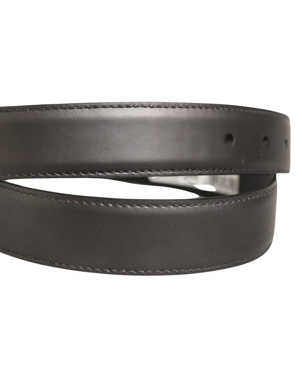Dolce & Gabbana Dark Gray Leather Metal Buckle Classic Belt