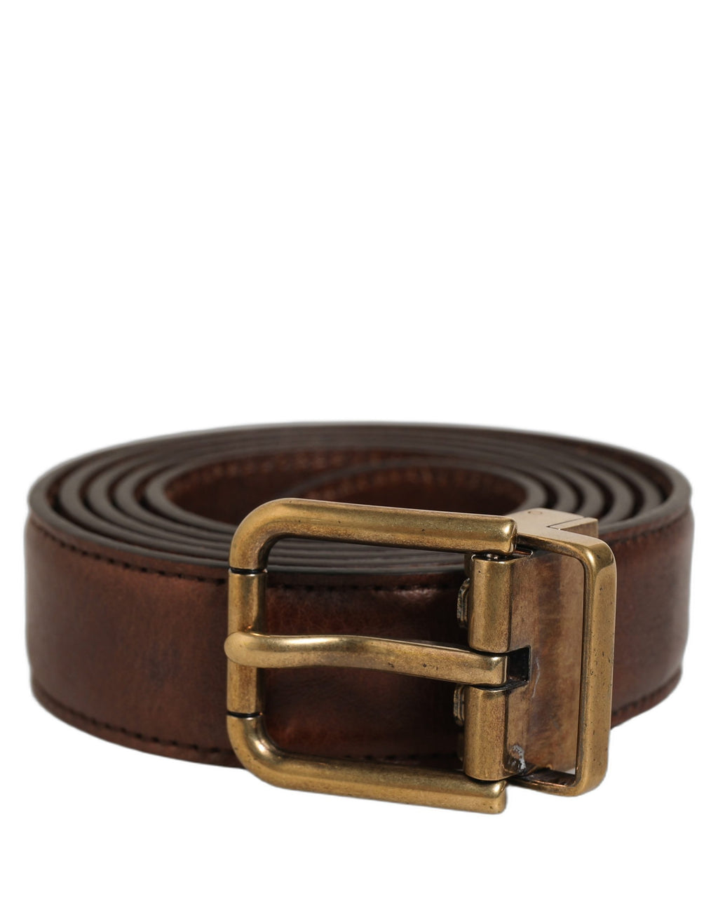Dolce & Gabbana Brauner Ledergürtel mit goldfarbener Metallschnalle