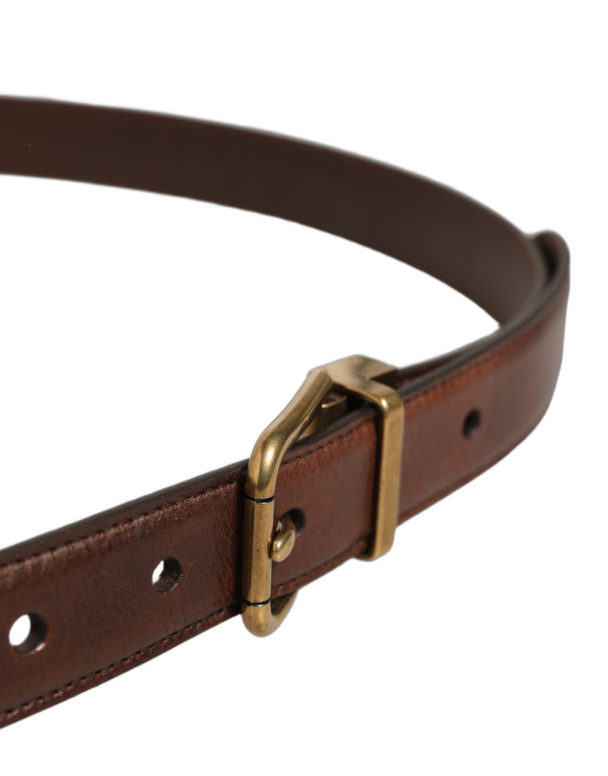 Dolce & Gabbana Brauner Ledergürtel mit goldfarbener Metallschnalle