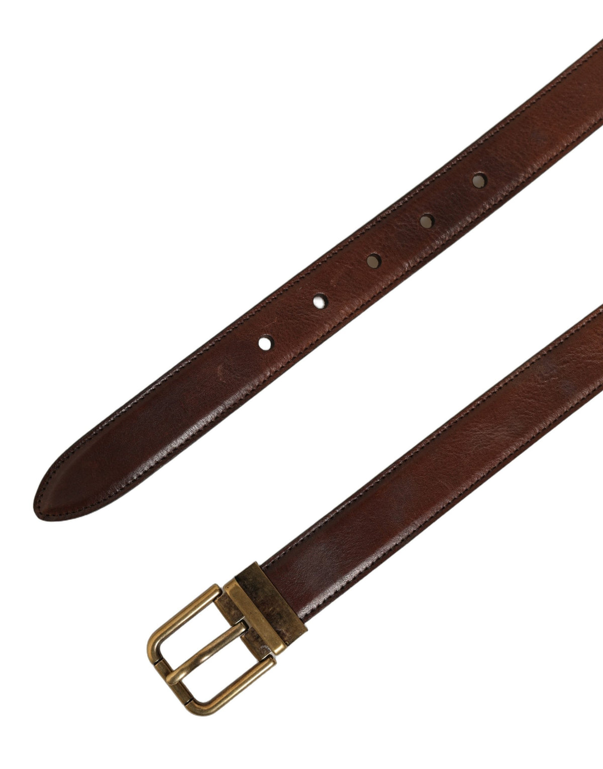 Dolce & Gabbana Brauner Ledergürtel mit goldfarbener Metallschnalle