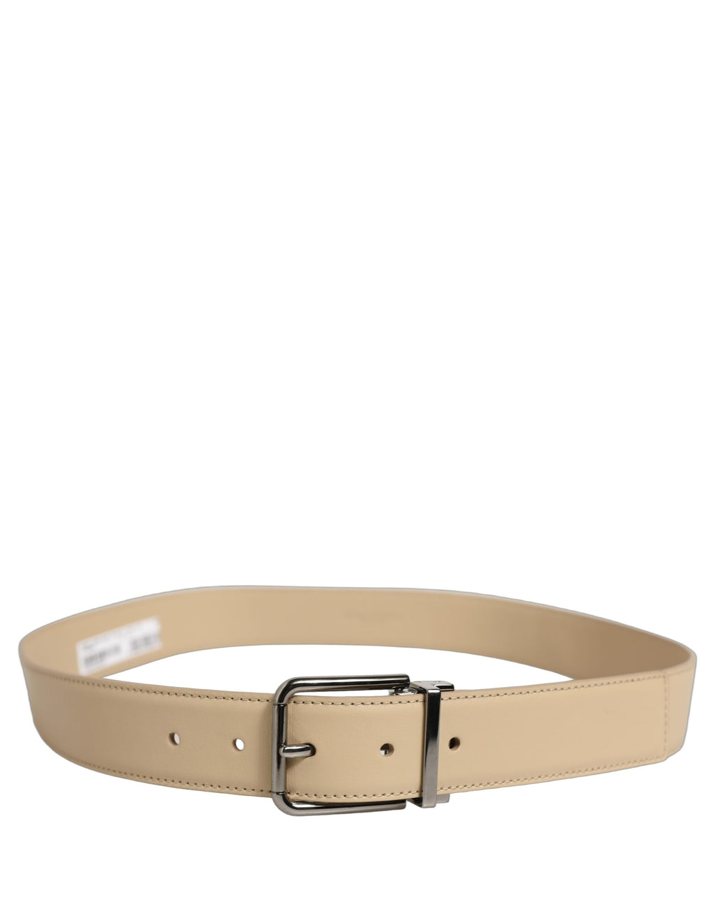 Dolce & Gabbana Gürtel aus beigem Leder mit silberfarbener Metallschnalle