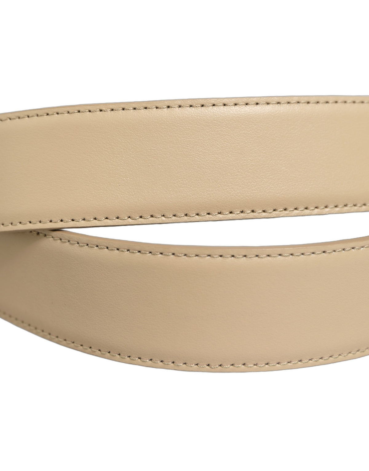 Dolce & Gabbana Gürtel aus beigem Leder mit silberfarbener Metallschnalle
