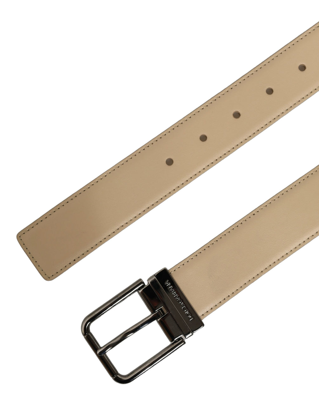 Dolce & Gabbana Gürtel aus beigem Leder mit silberfarbener Metallschnalle