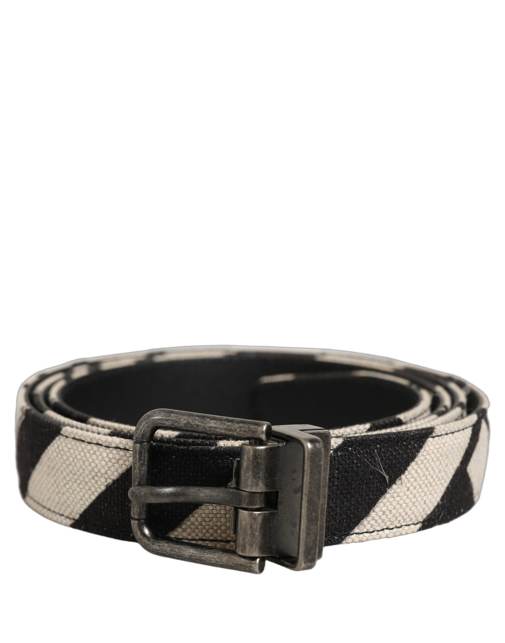 Dolce & Gabbana Gürtel mit Schnalle aus schwarzem, elfenbeinfarbenem, silberfarbenem Metall
