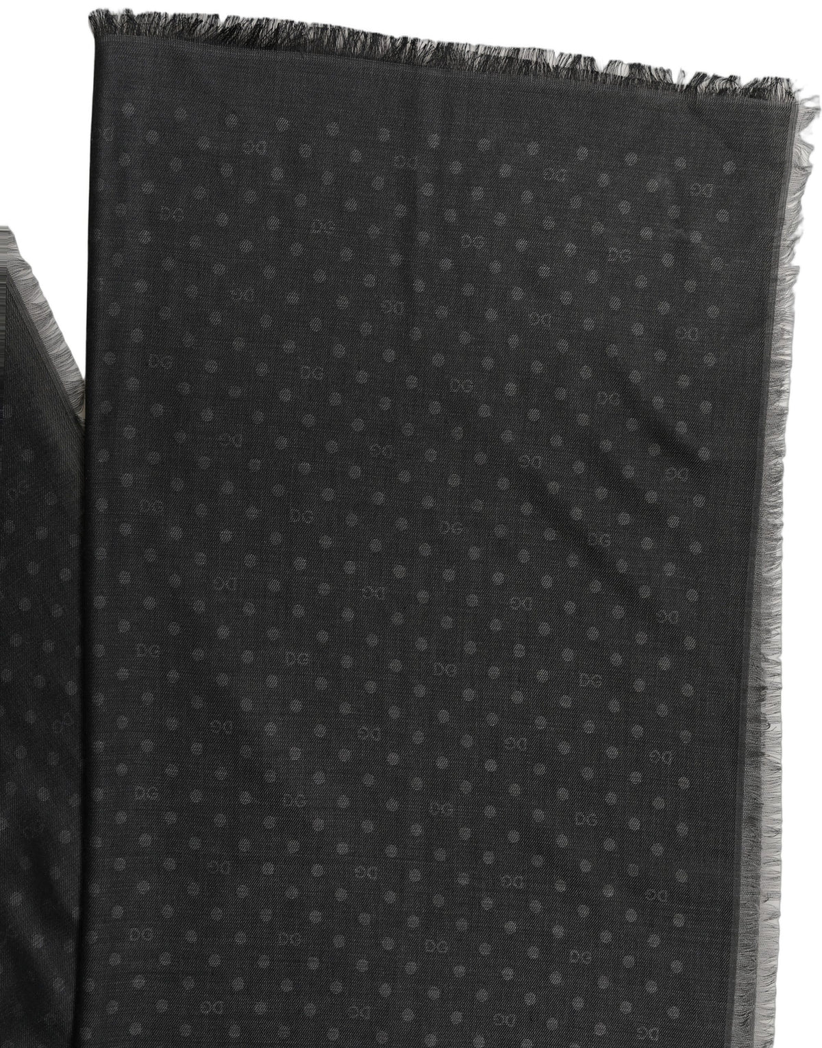 Dolce & Gabbana Herren schwarzer Viskose Schal mit Polka Dots, Fransen und Spitze