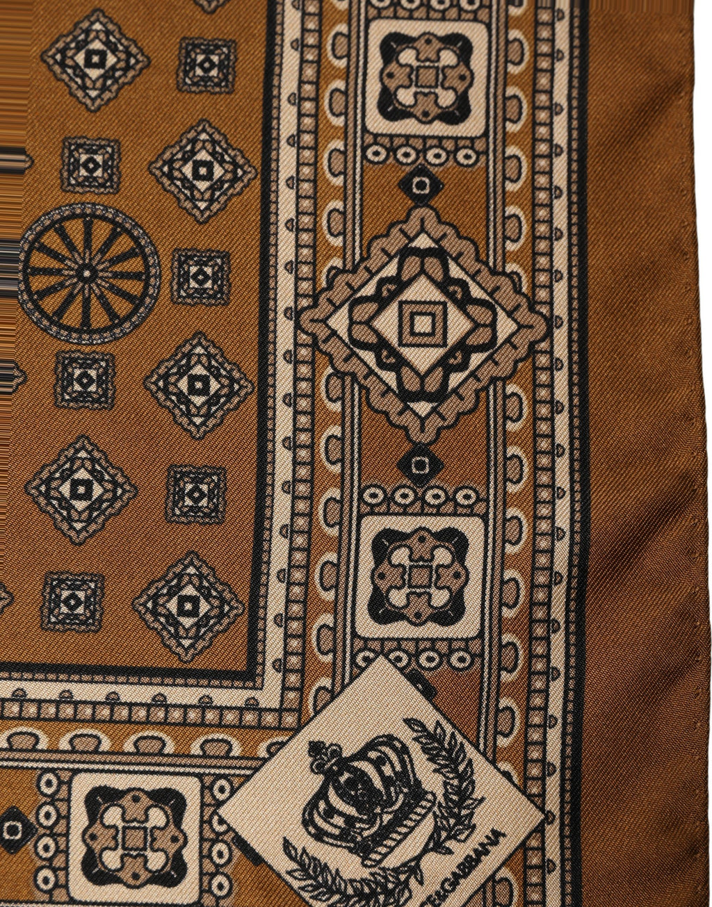 Dolce & Gabbana Braunes Geometrisches Einstecktuch Foulard Schal