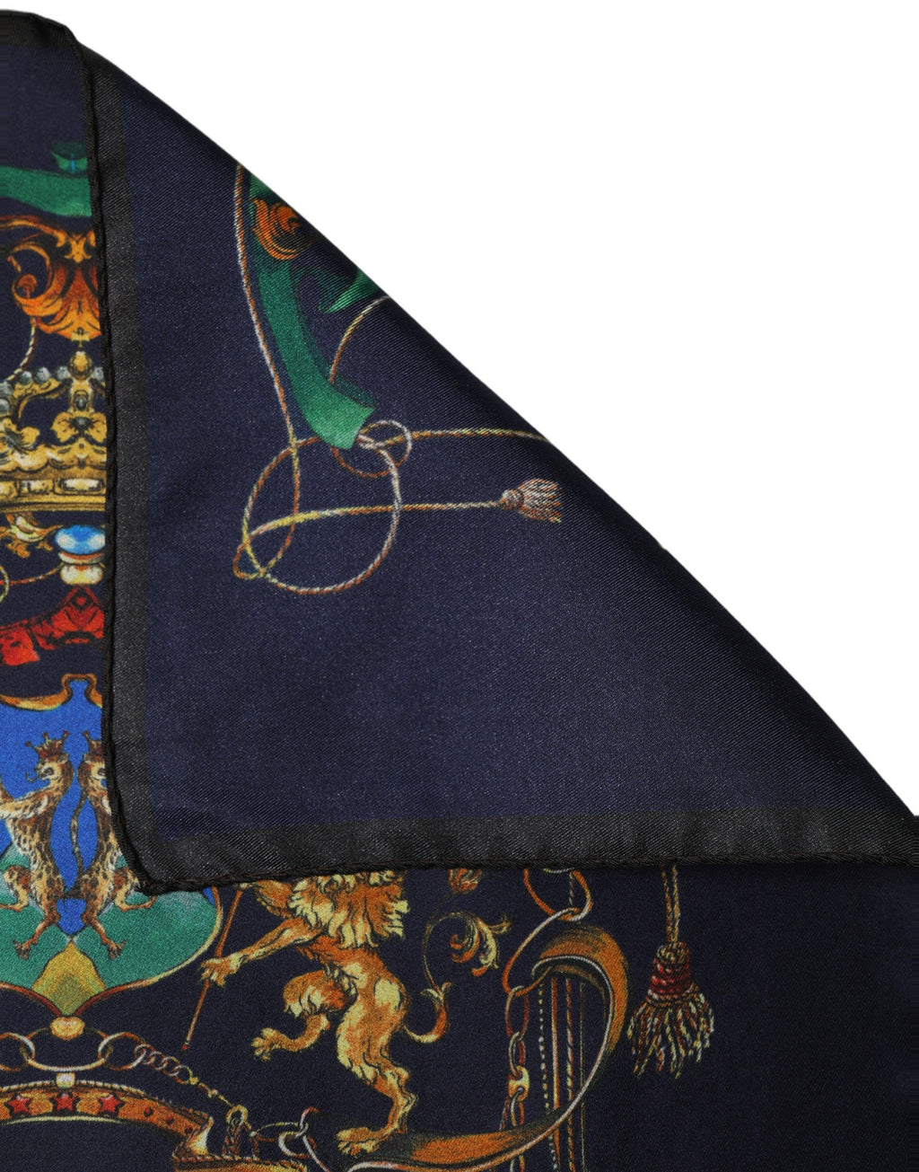 Dolce & Gabbana Marineblaues Heraldik Seiden-Quadrat-Halstuch