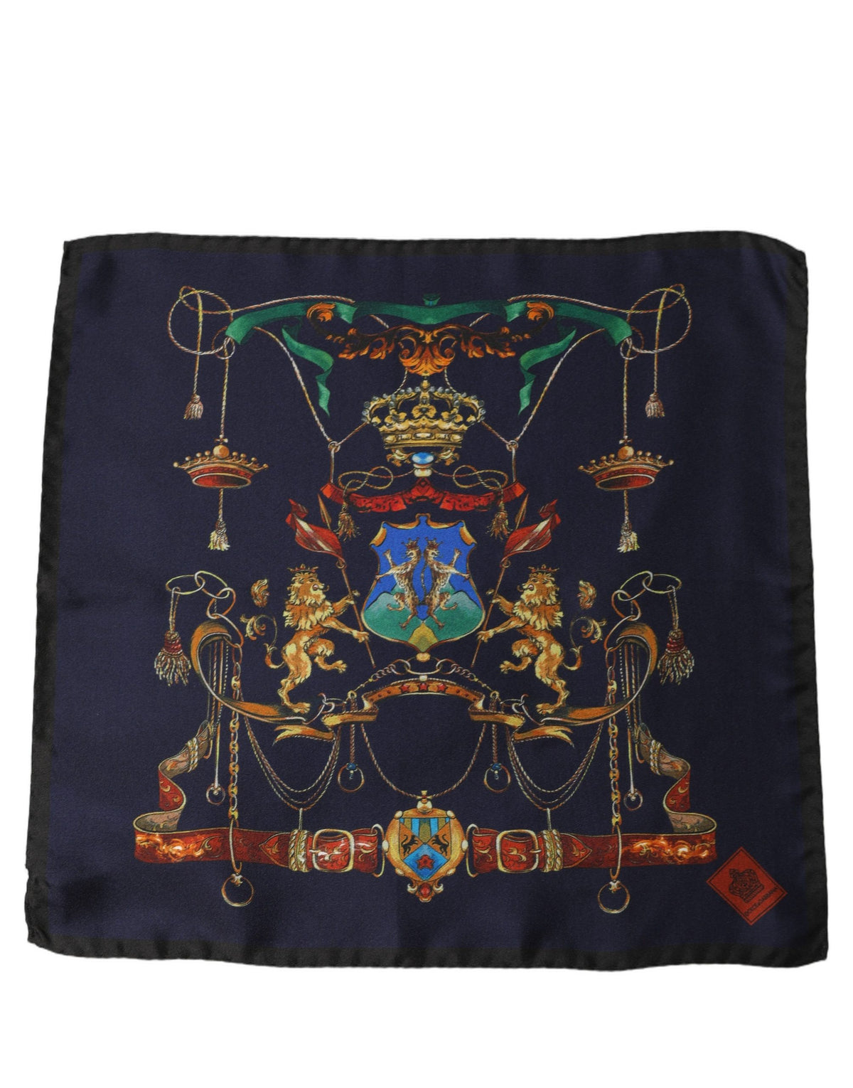 Dolce & Gabbana Marineblaues Heraldik Seiden-Quadrat-Halstuch