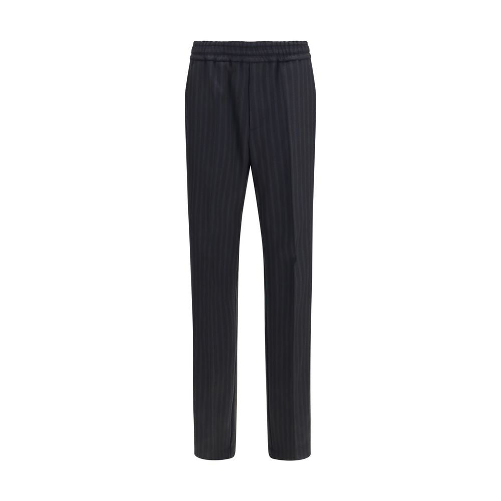 Versace Hose aus schwarzer Wolle mit Widderstickerei