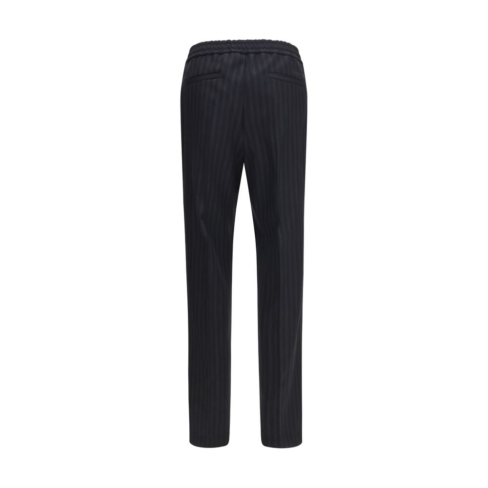Versace Hose aus schwarzer Wolle mit Widderstickerei