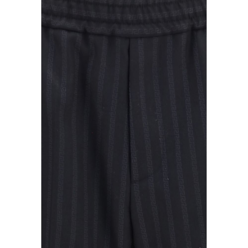 Versace Hose aus schwarzer Wolle mit Widderstickerei