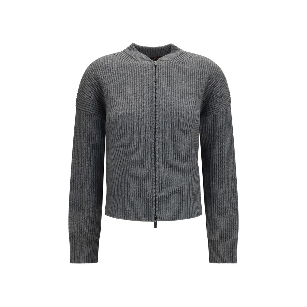 Max Mara Grauer Strickjacke aus Wolle Oves Aries