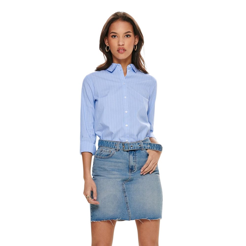Jacqueline De Yong Blaue Baumwollbluse