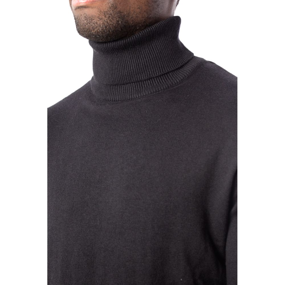 Jack Jones Schwarzer Baumwoll-Rollkragenpullover