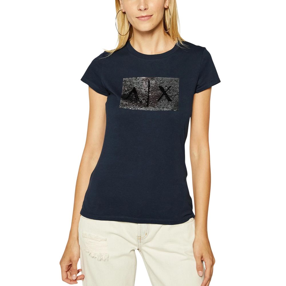 Armani Exchange Blaues Baumwoll-T-Shirt
