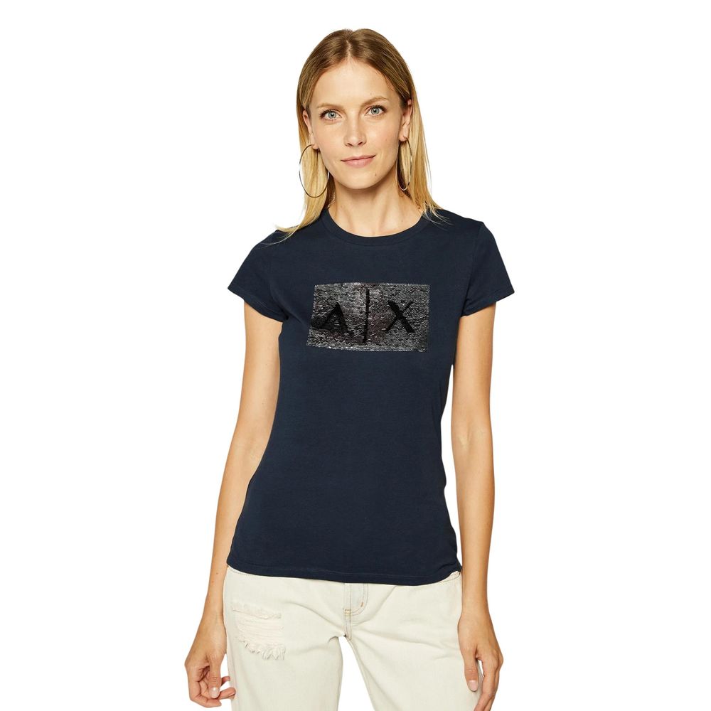 Armani Exchange Blaues Baumwoll-T-Shirt