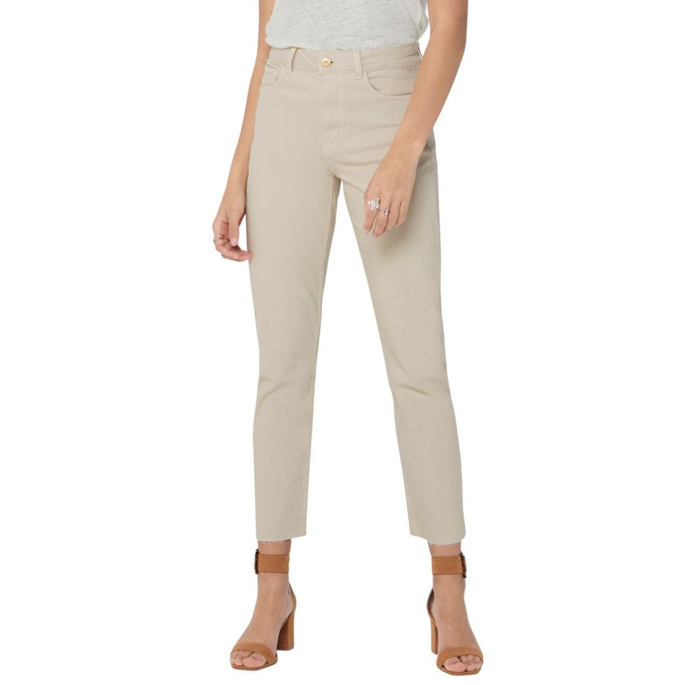 Only beige Baumwoll-Mom-Jeans