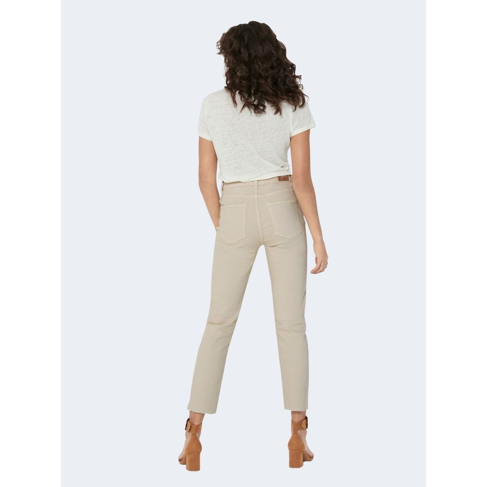 Only beige Baumwoll-Mom-Jeans