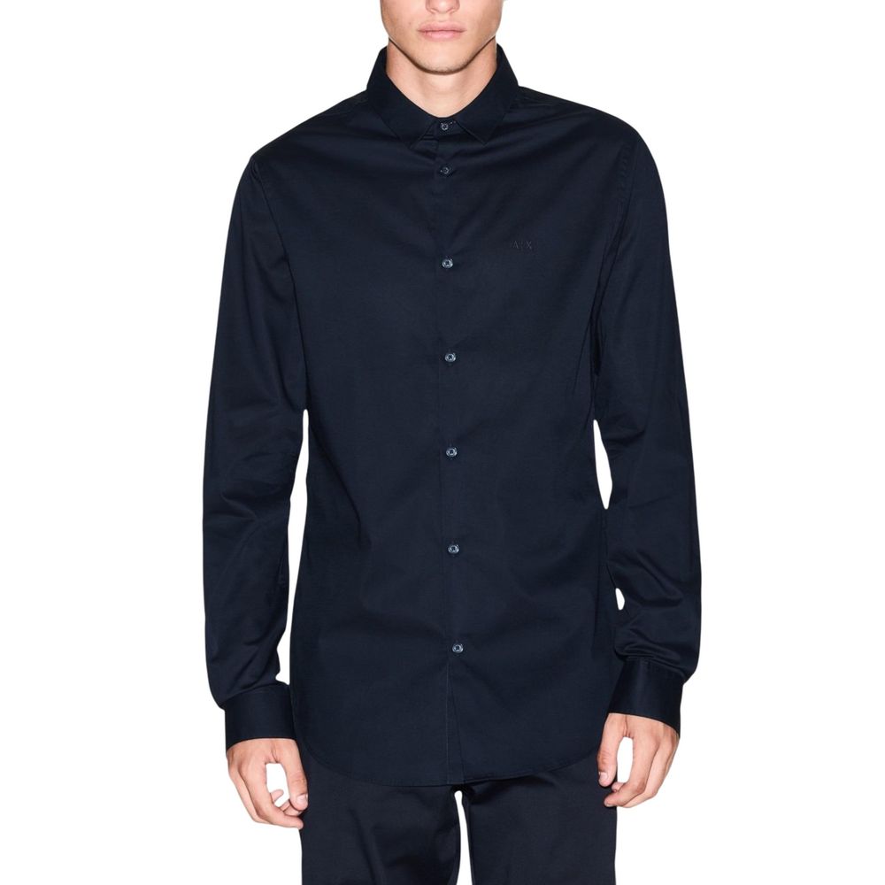 Armani Exchange blaues Baumwoll-Kleidhemd