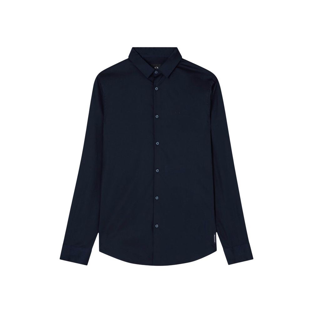 Armani Exchange blaues Baumwoll-Kleidhemd