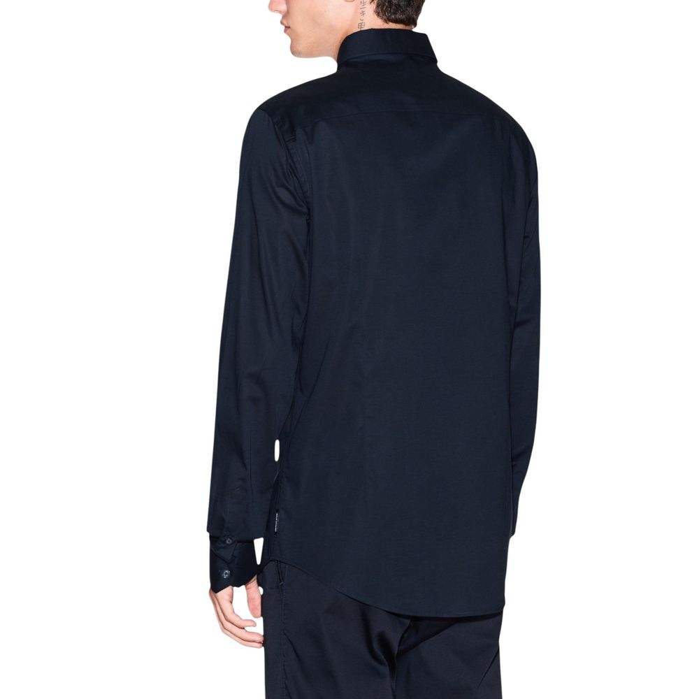 Armani Exchange blaues Baumwoll-Kleidhemd