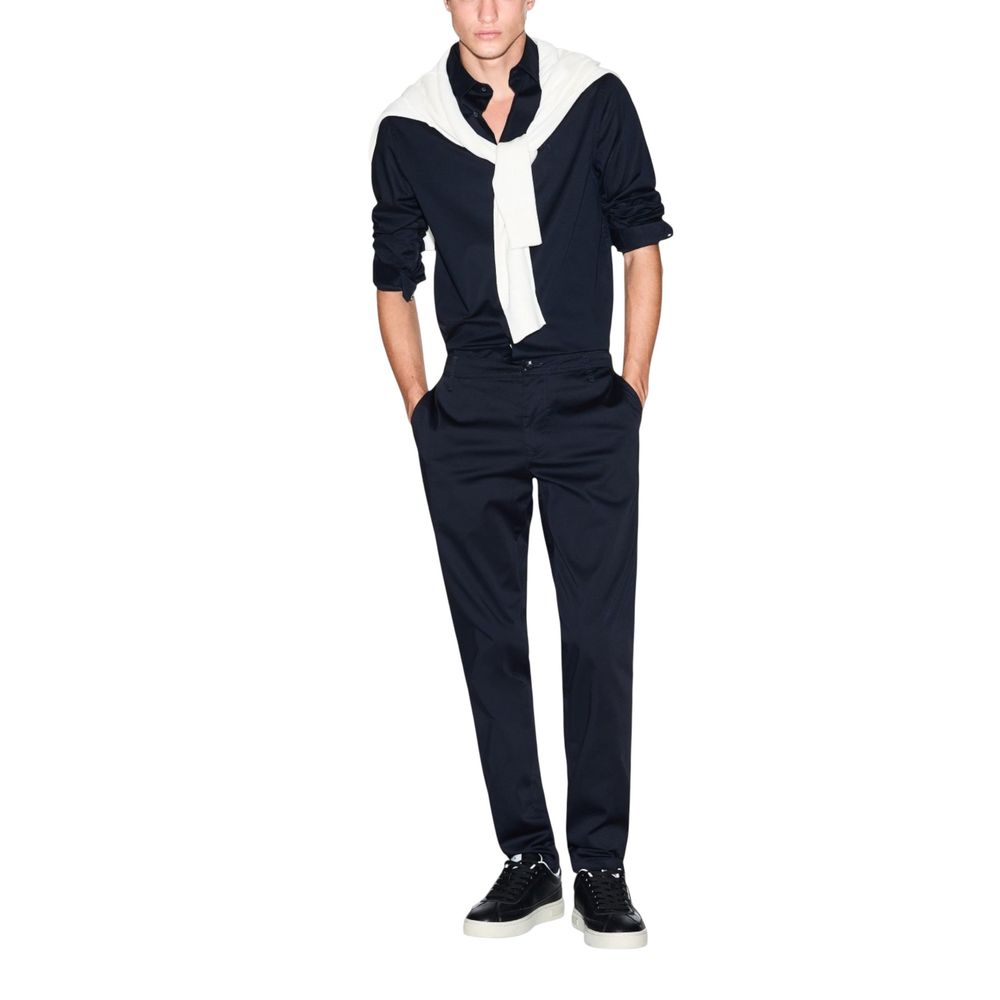 Armani Exchange blaues Baumwoll-Kleidhemd