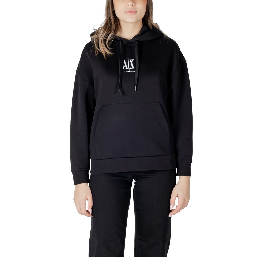 Armani Exchange Schwarzer Baumwoll-Kapuzenpullover