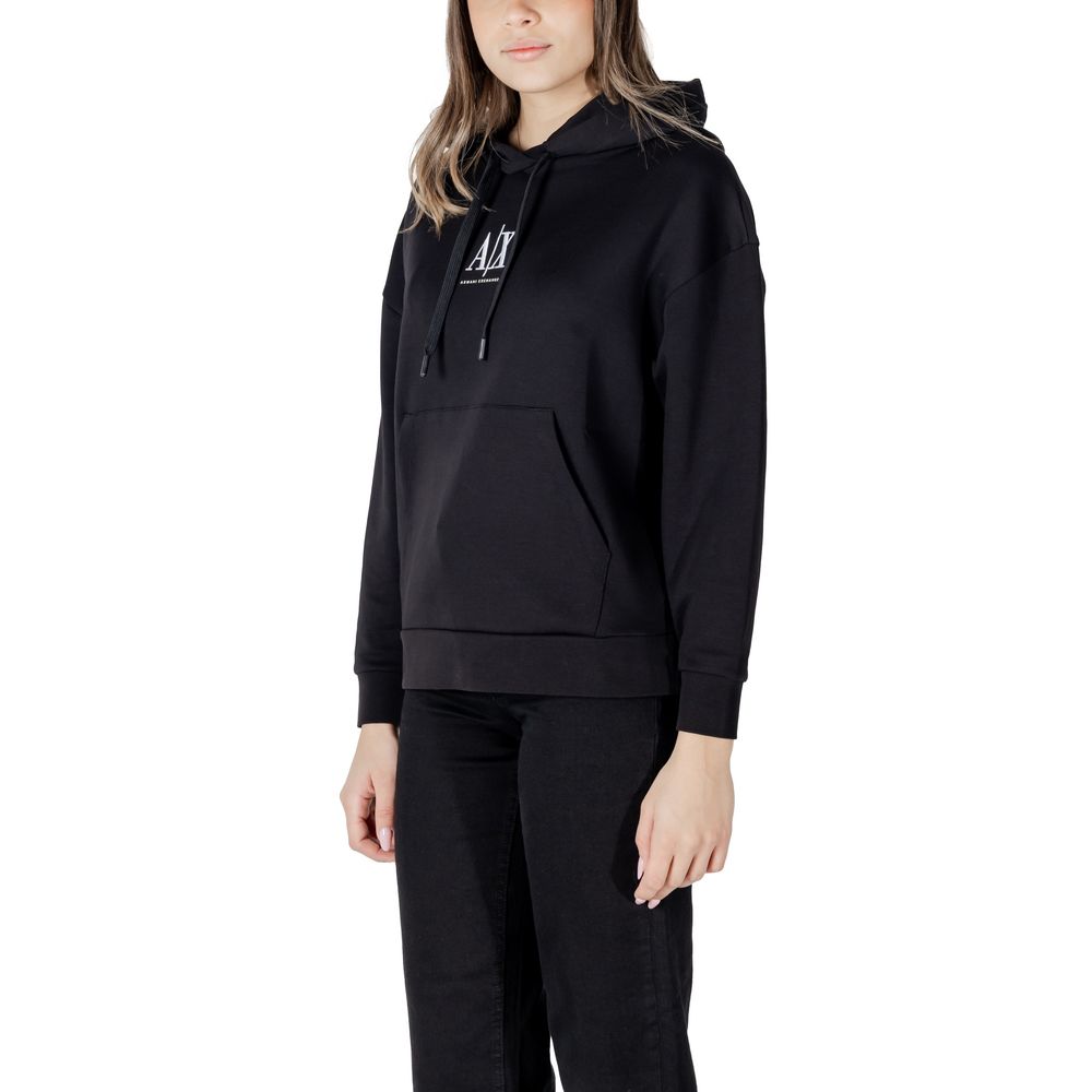 Armani Exchange Schwarzer Baumwoll-Kapuzenpullover