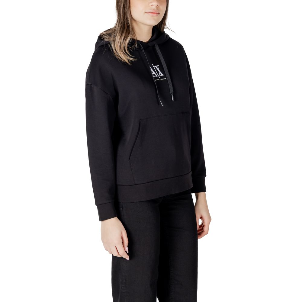 Armani Exchange Schwarzer Baumwoll-Kapuzenpullover