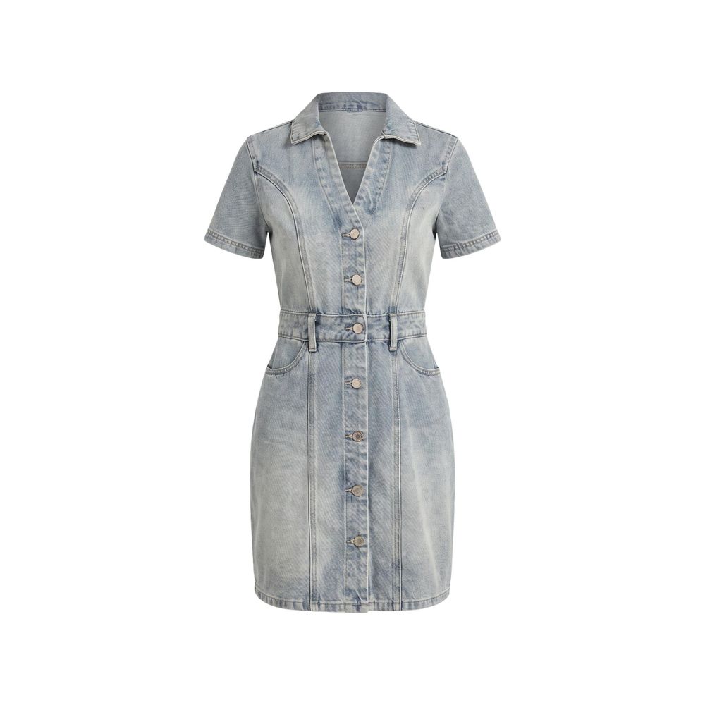 Morgan De Toi Blaues Baumwoll-Midikleid