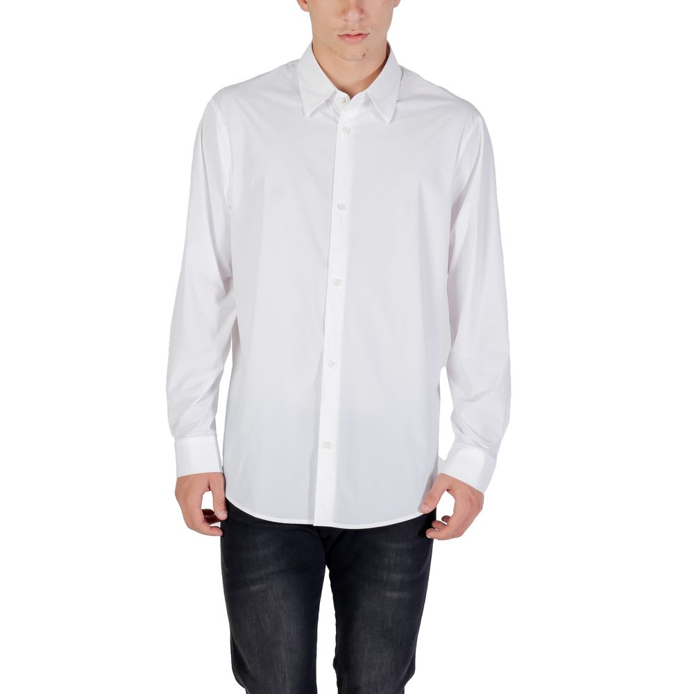 Armani Exchange Cremefarbenes Elastan-Hemd