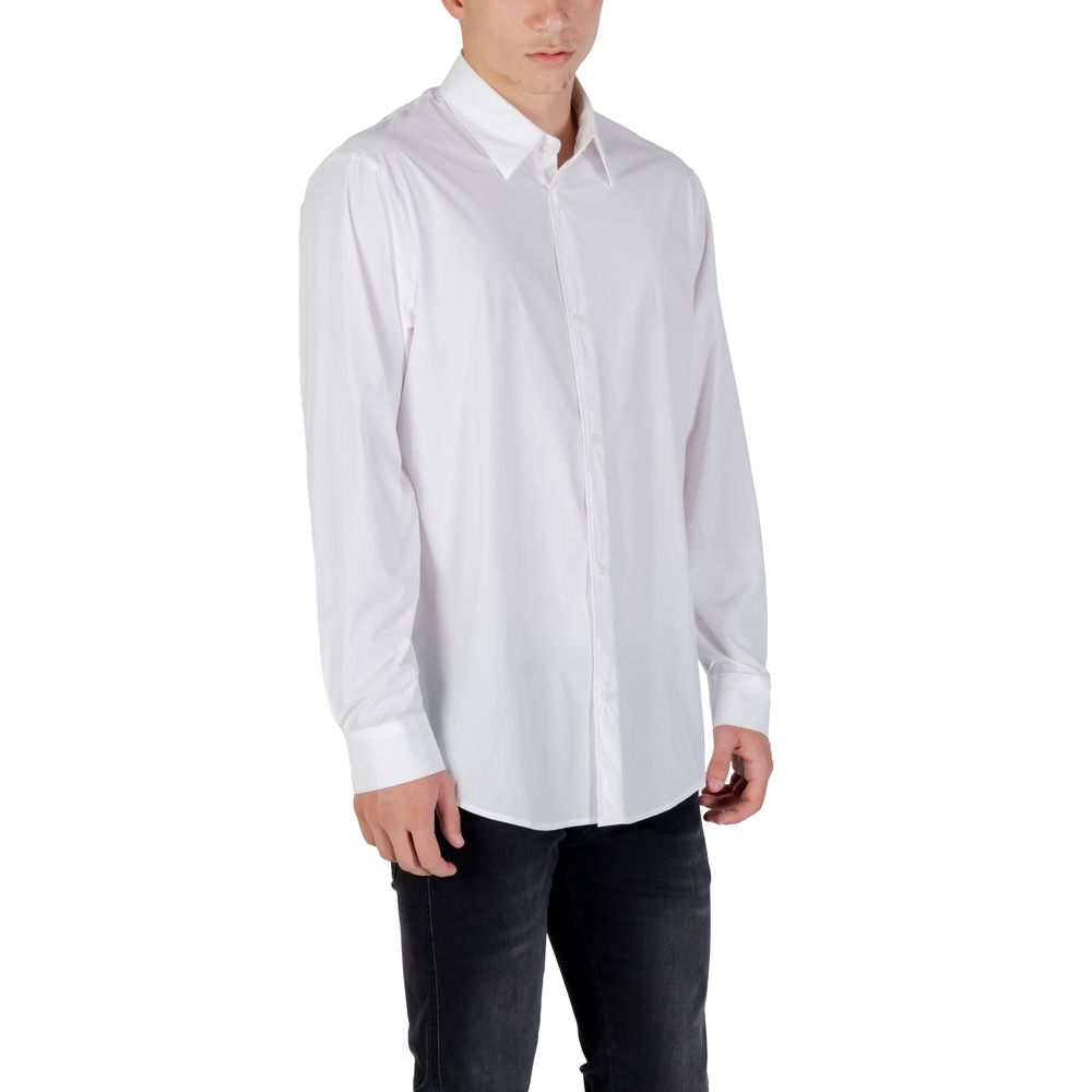 Armani Exchange Cremefarbenes Elastan-Hemd