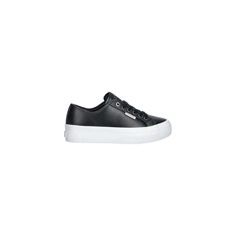 Calvin Klein Jeans Schwarze Leder-Low-Top-Sneaker