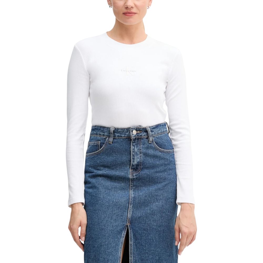 Calvin Klein Jeans Weißes Langarmshirt aus Baumwolle