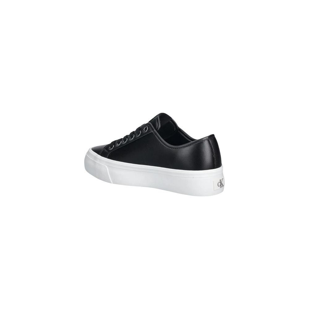 Calvin Klein Jeans Schwarze Leder-Low-Top-Sneaker