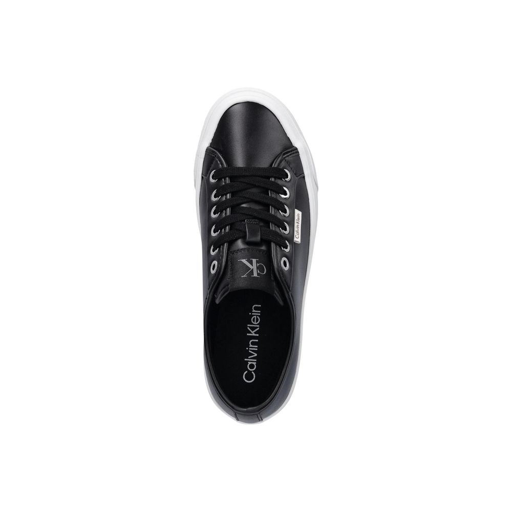 Calvin Klein Jeans Schwarze Leder-Low-Top-Sneaker