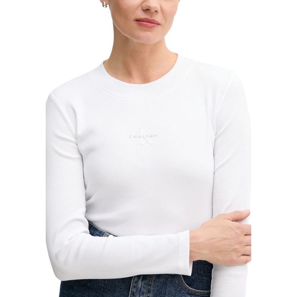 Calvin Klein Jeans Weißes Langarmshirt aus Baumwolle